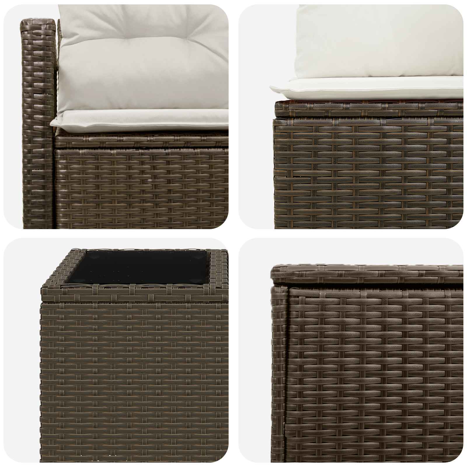 vidaXL Bankstel 6 st Bruin en Crème Wit Poly Rattan en Staal