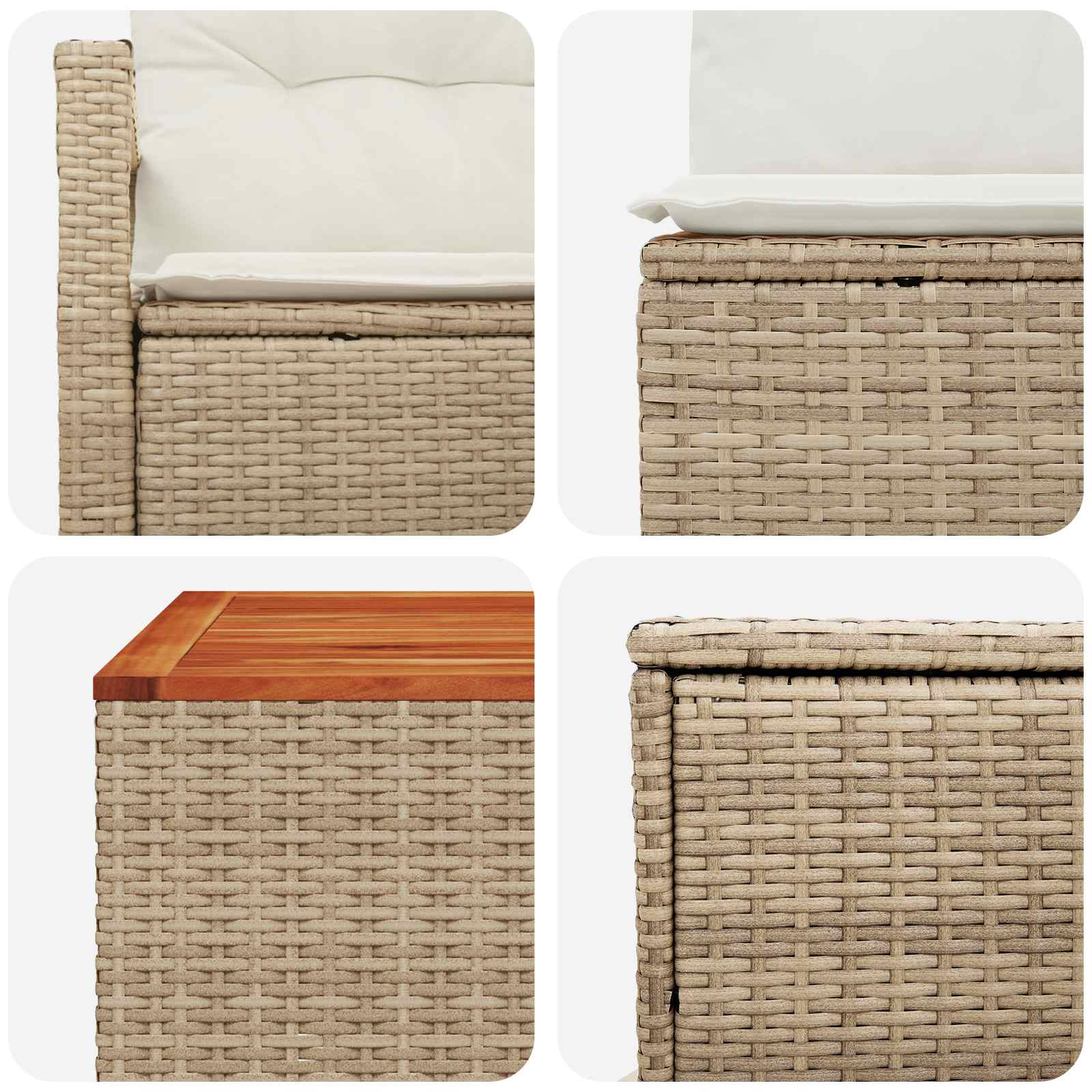 vidaXL Sofa Set 6 stk. Beige und Cremeweiß Polyrattan und Stahl – Bild 9