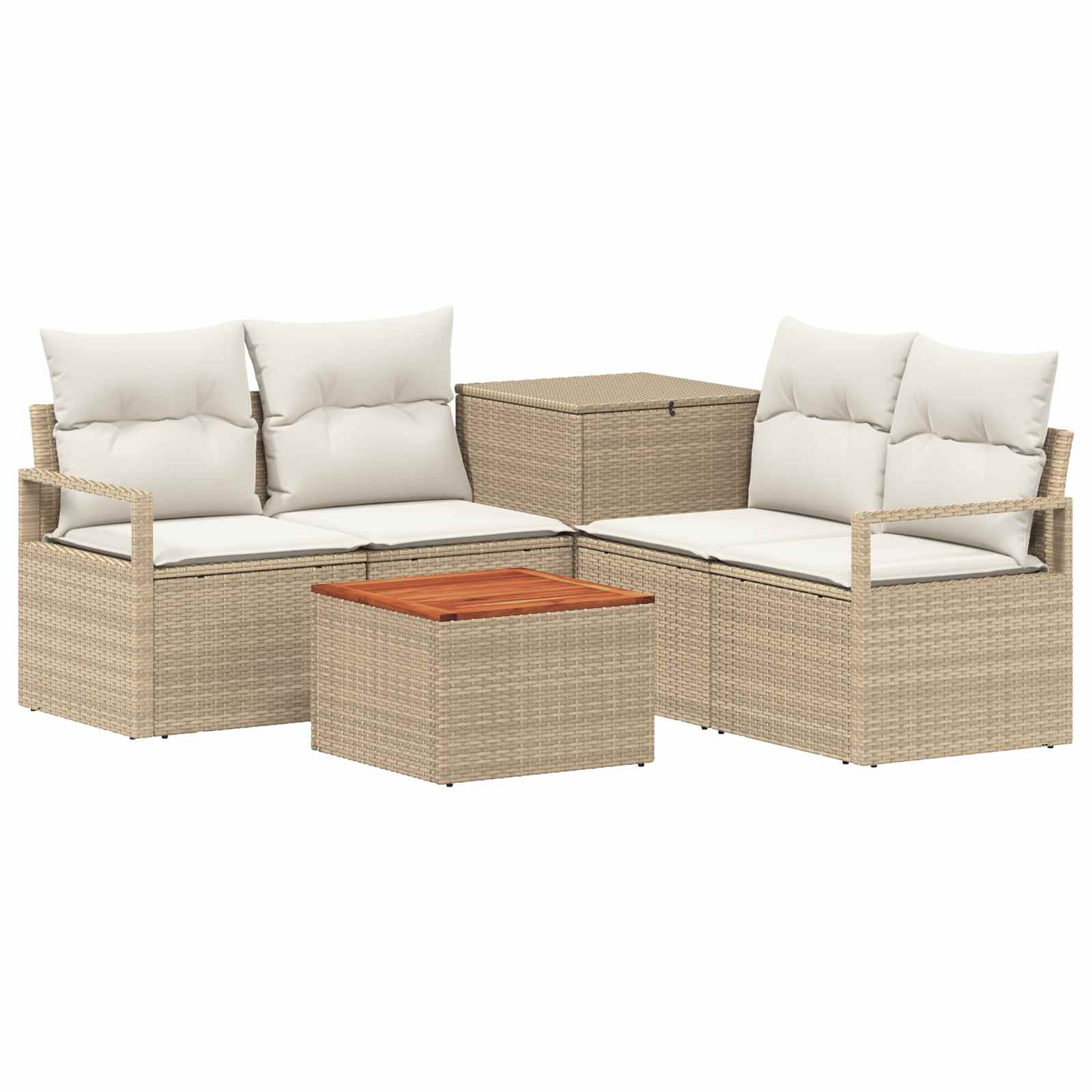 vidaXL Sofa Set 6 stk. Beige und Cremeweiß Polyrattan und Stahl – Bild 2