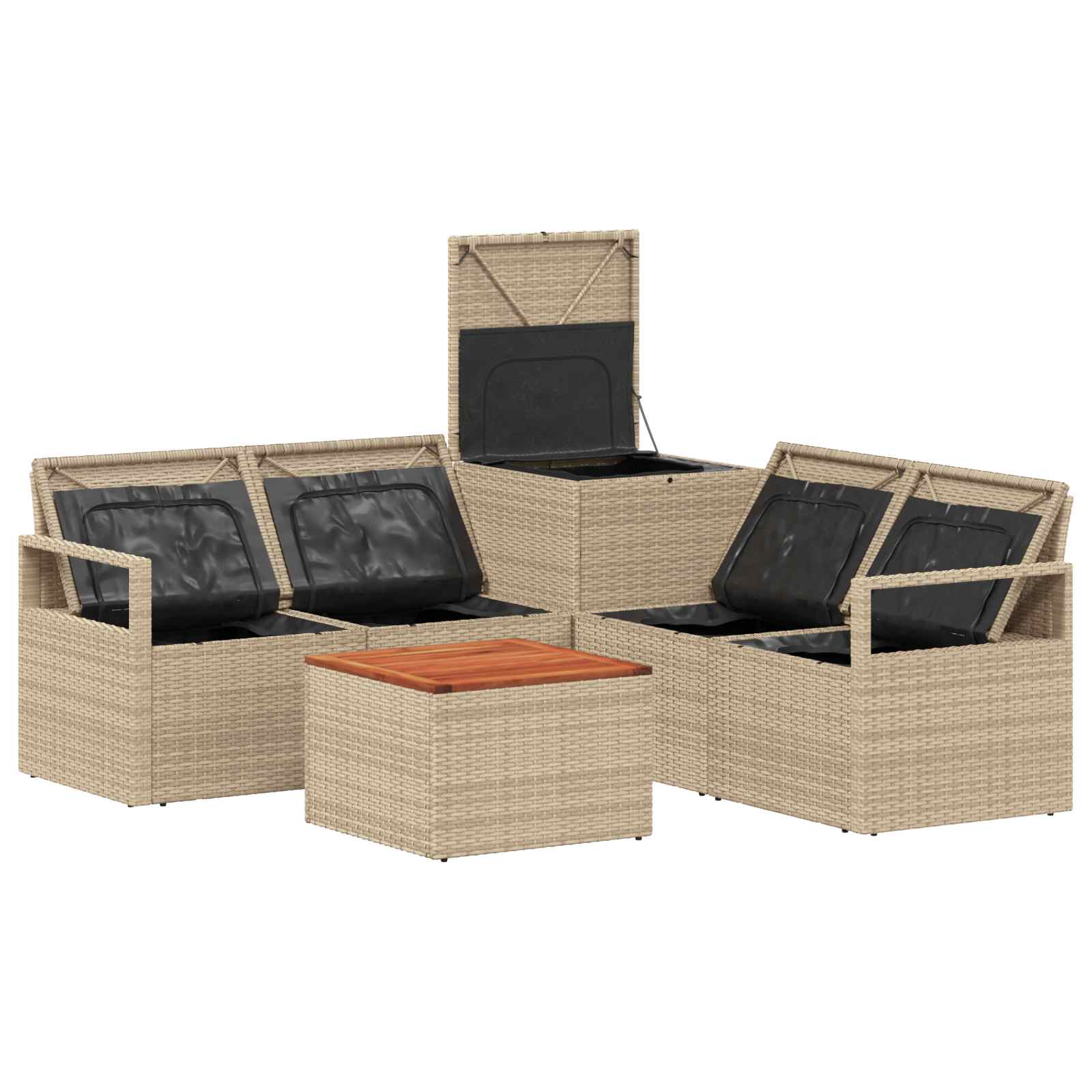 vidaXL Sofa Set 6 stk. Beige und Cremeweiß Polyrattan und Stahl – Bild 7