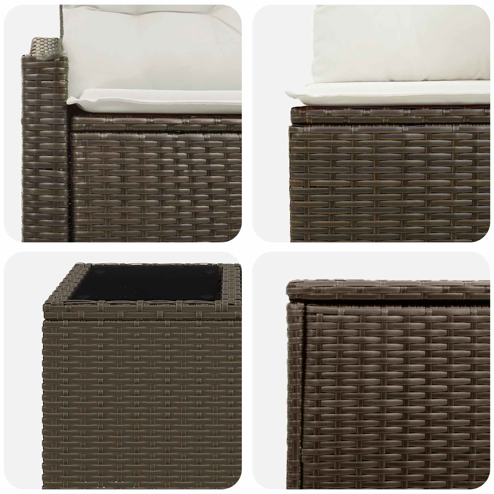 vidaXL Bankstel 6 st Bruin en Crème Wit Poly Rattan en Staal
