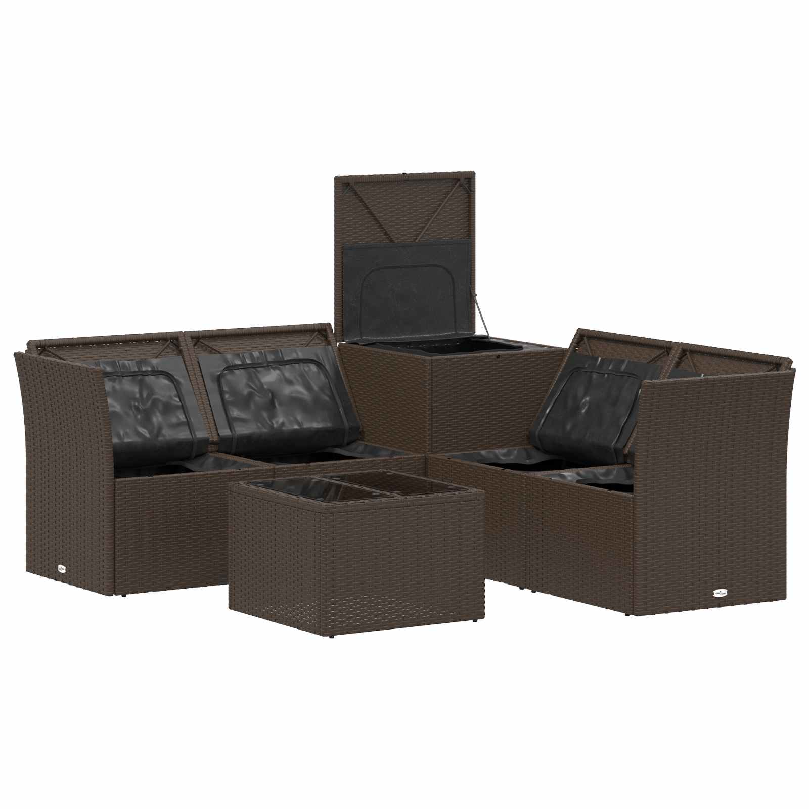 vidaXL Bankstel 6 st Bruin en Crème Wit Poly Rattan en Staal