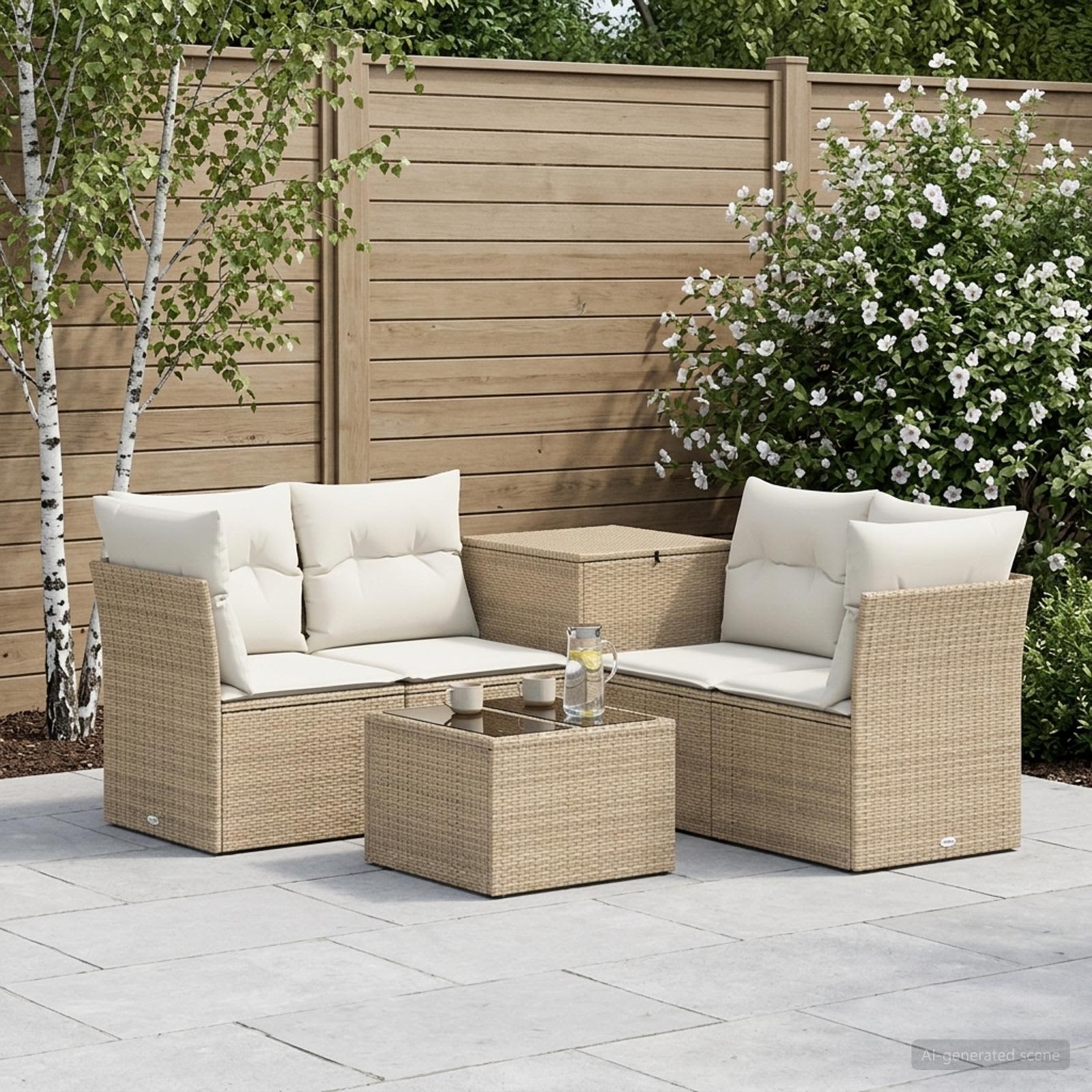 vidaXL Sofa Sæt 6 stk. Beige og cremehvid 55 x 55 x 37 cm