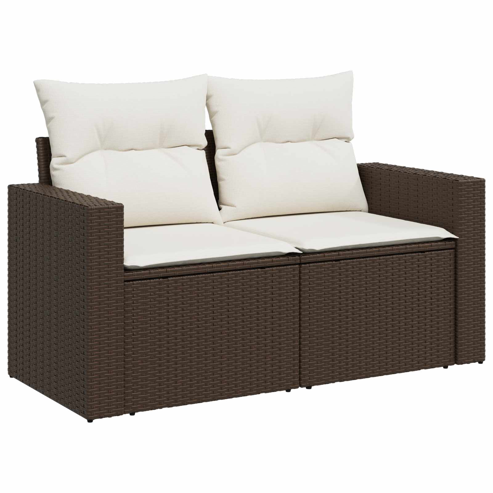 vidaXL Bankstel 6 st Bruin en Crème Wit Poly Rattan en Staal