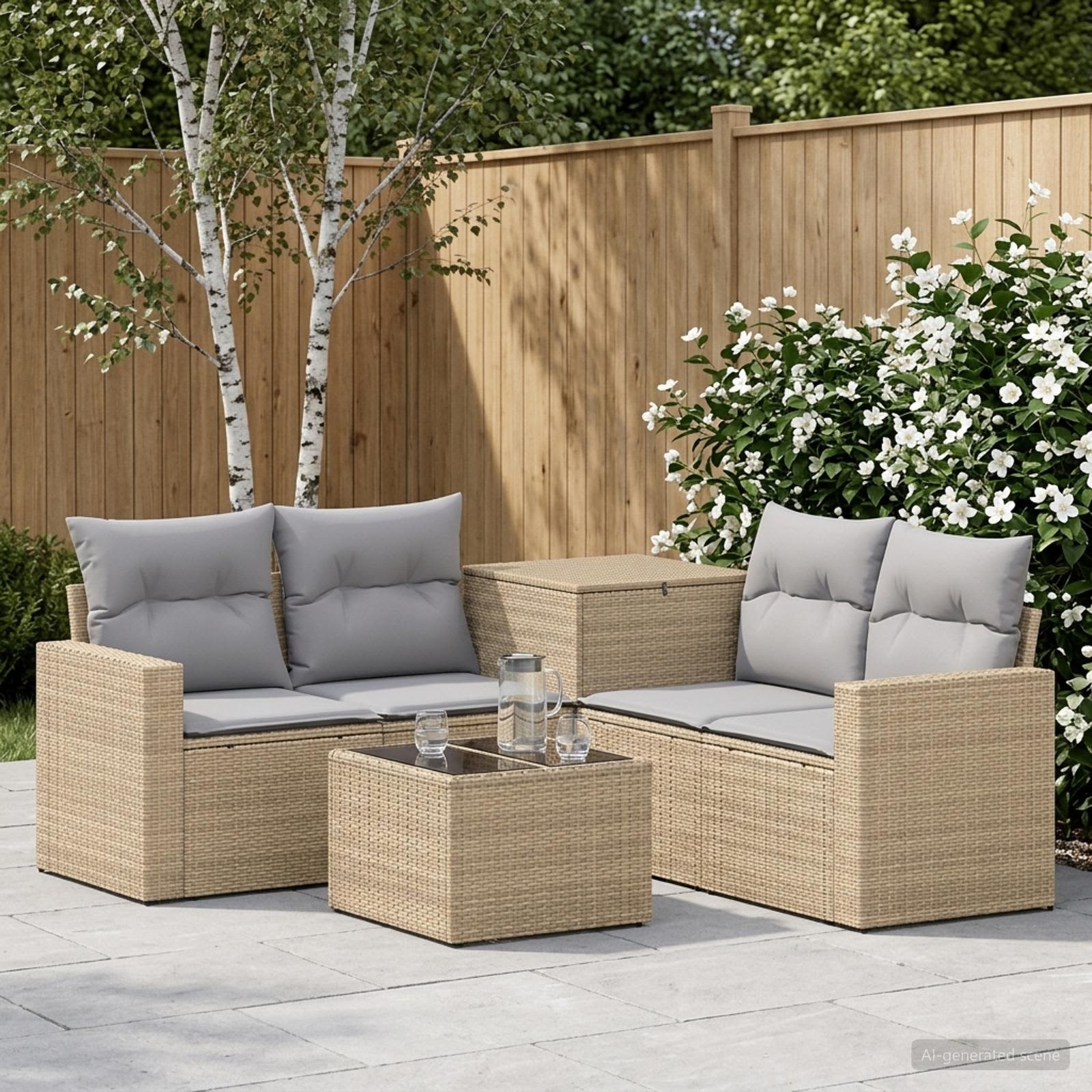 vidaXL Sofa Sæt 6 stk. Beige og lys grå 55 x 55 x 37 cm