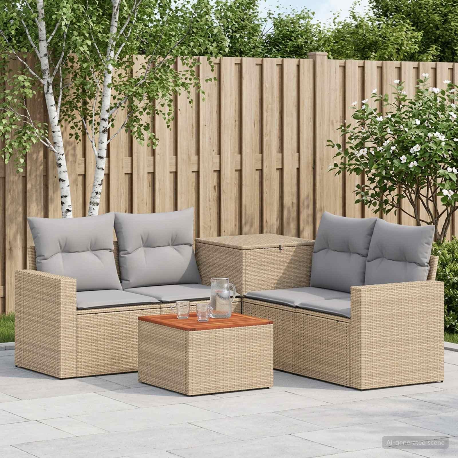 vidaXL Sofa Sæt 6 stk. Beige og lys grå 55 x 55 x 37 cm