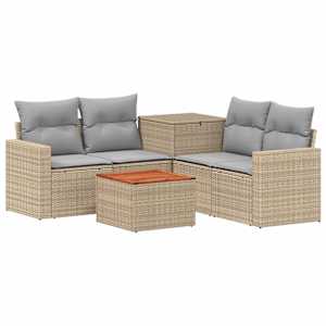vidaXL Diivanikomplekt 6 tk Beež ja heledhall Pol&uuml; rattan ja teras