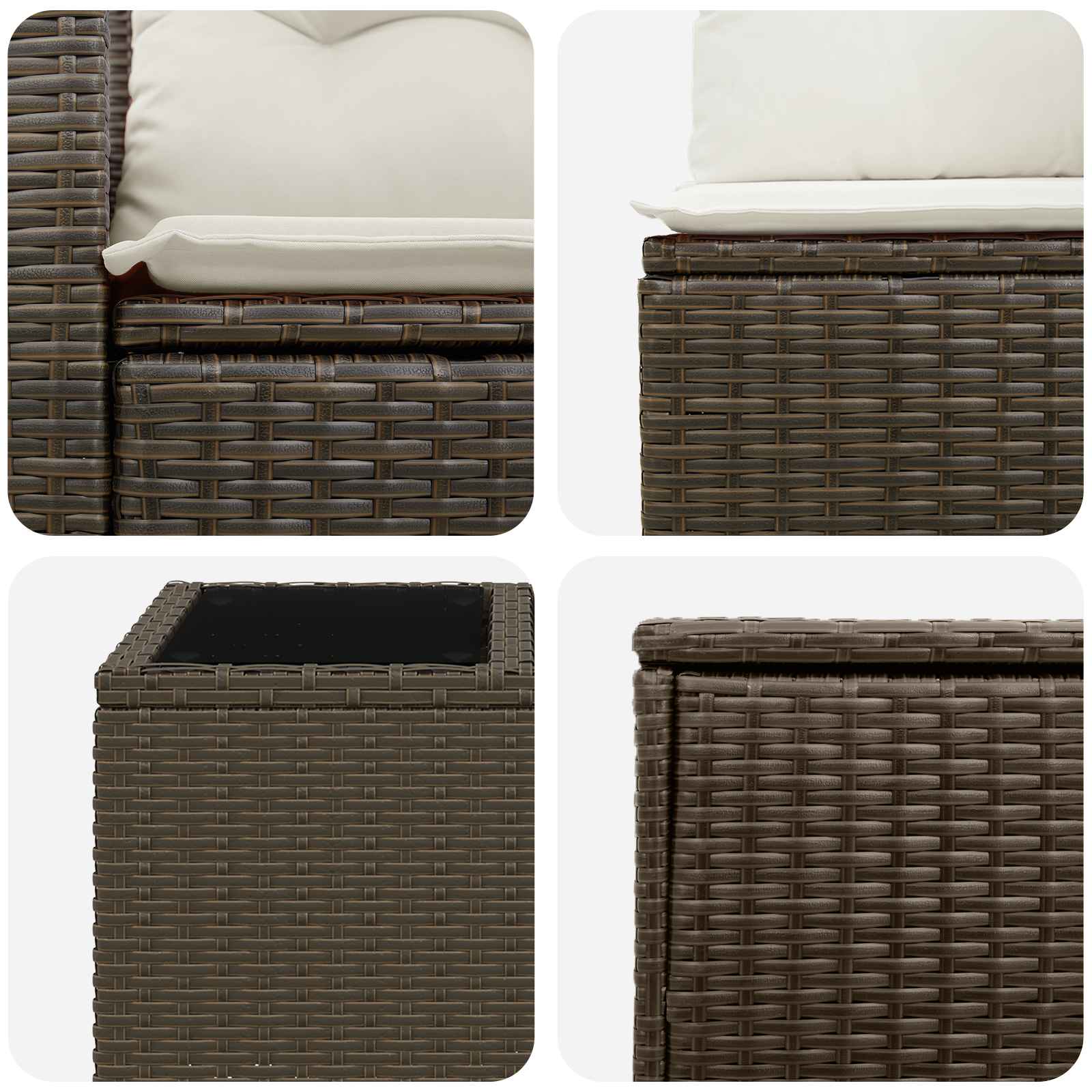 vidaXL Bankstel 6 st Bruin en Crème Wit Poly Rattan en Staal