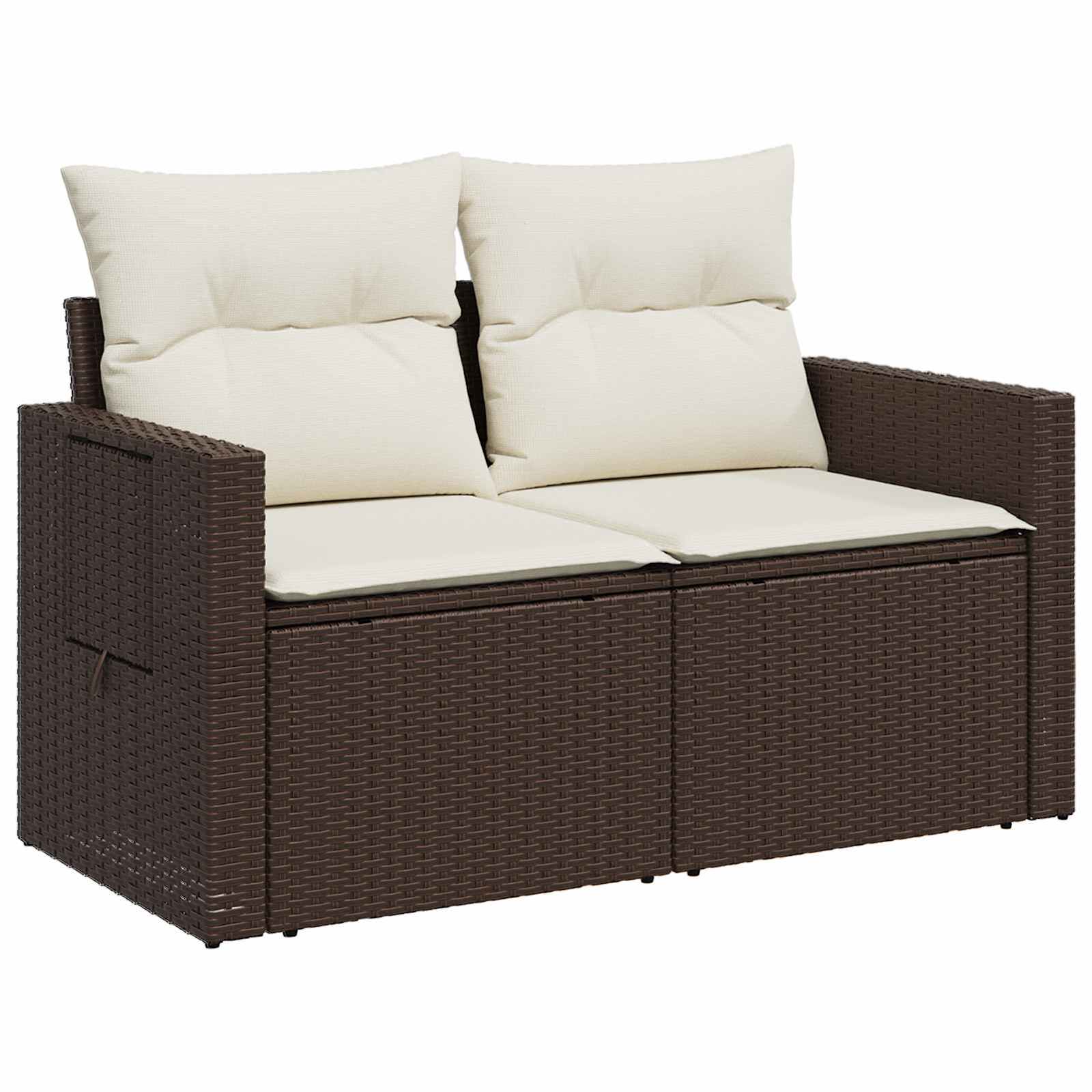 vidaXL Bankstel 6 st Bruin en Crème Wit Poly Rattan en Staal