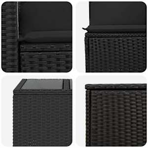 Set pohovek 6 ks Černá 55 x 55 x 37 cm Poly ratan a ocel - obrázek 9