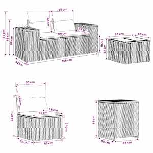 Set pohovek 6 ks Černá 55 x 55 x 37 cm Poly ratan a ocel - obrázek 13