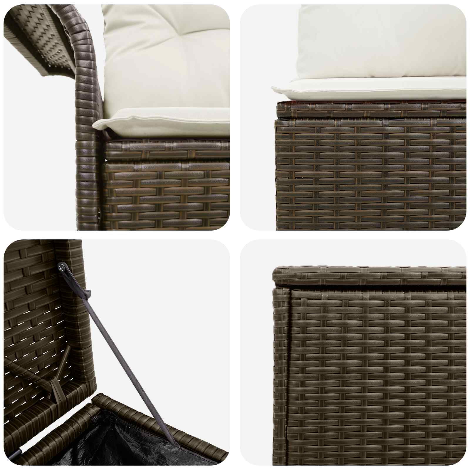 vidaXL Bankstel 5 st Bruin en Crème Wit Poly Rattan en Staal
