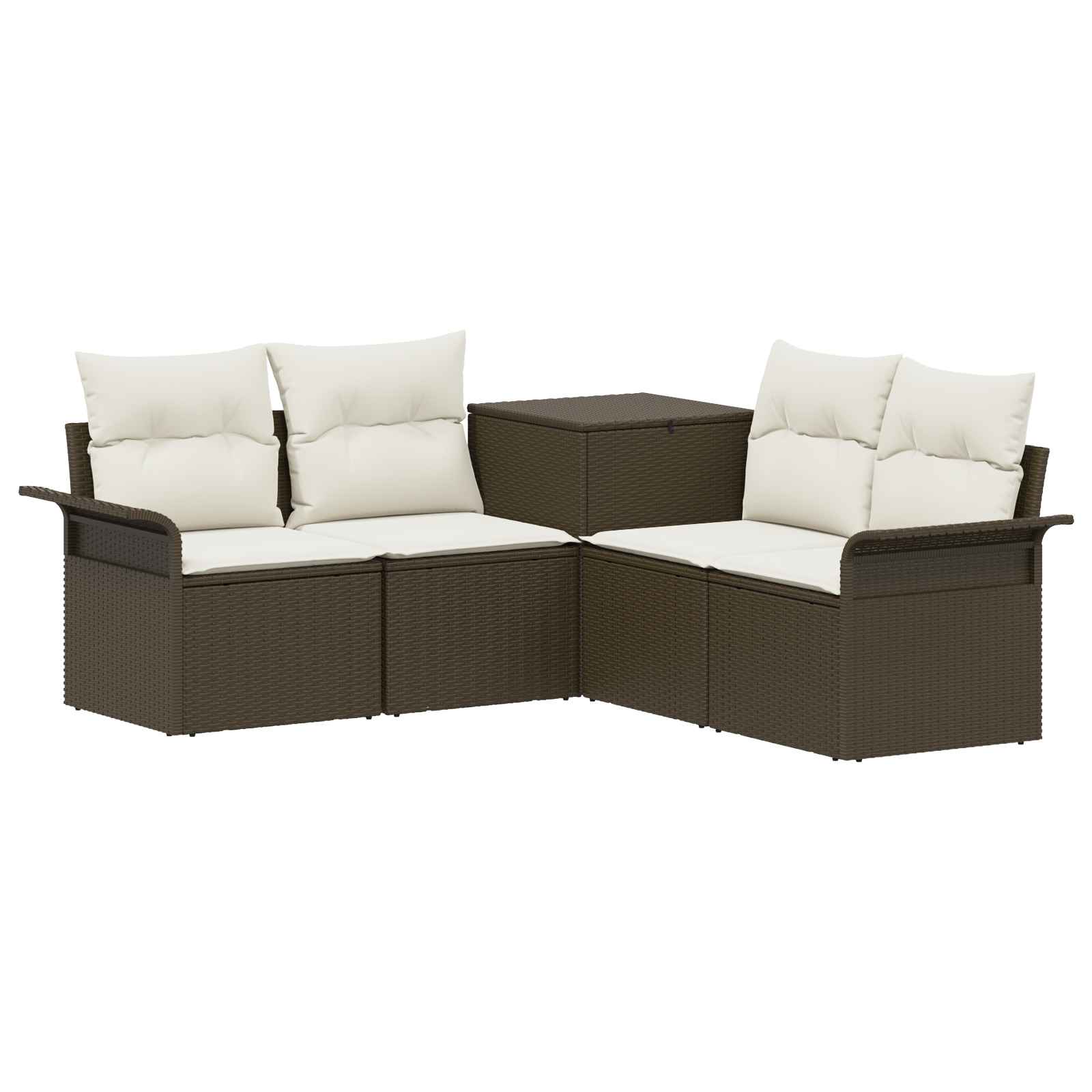 vidaXL Bankstel 5 st Bruin en Crème Wit Poly Rattan en Staal