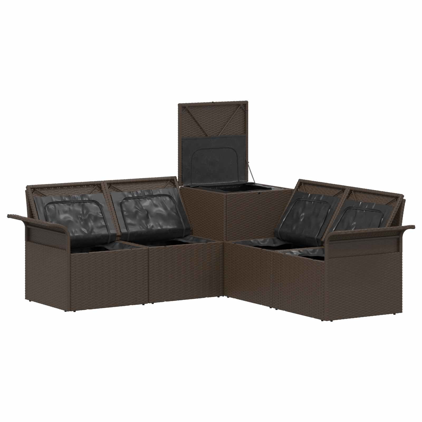 vidaXL Bankstel 5 st Bruin en Crème Wit Poly Rattan en Staal