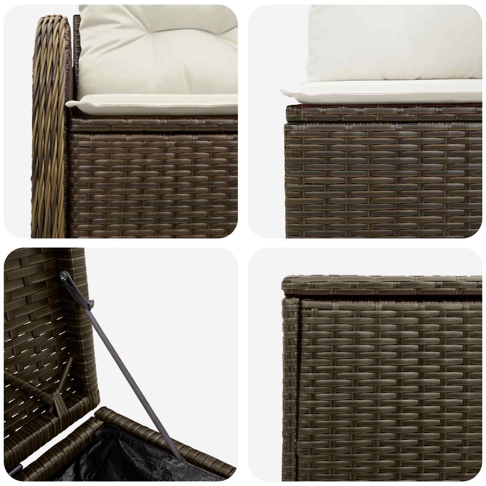 vidaXL Bankstel 5 st Bruin en Crème Wit Poly Rattan en Staal