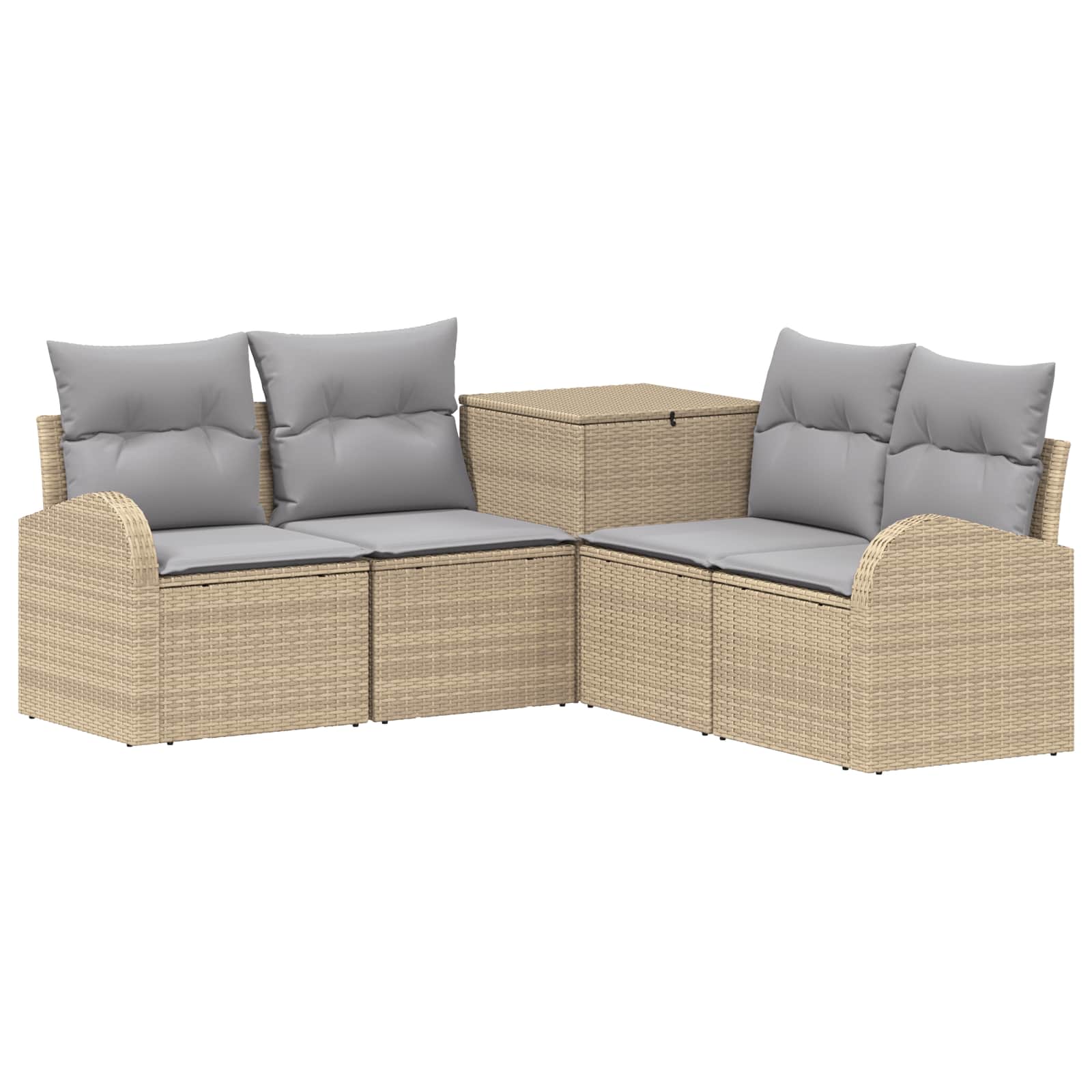vidaXL Bankstel 5 st Beige en Licht Grijs Poly Rattan en Staal