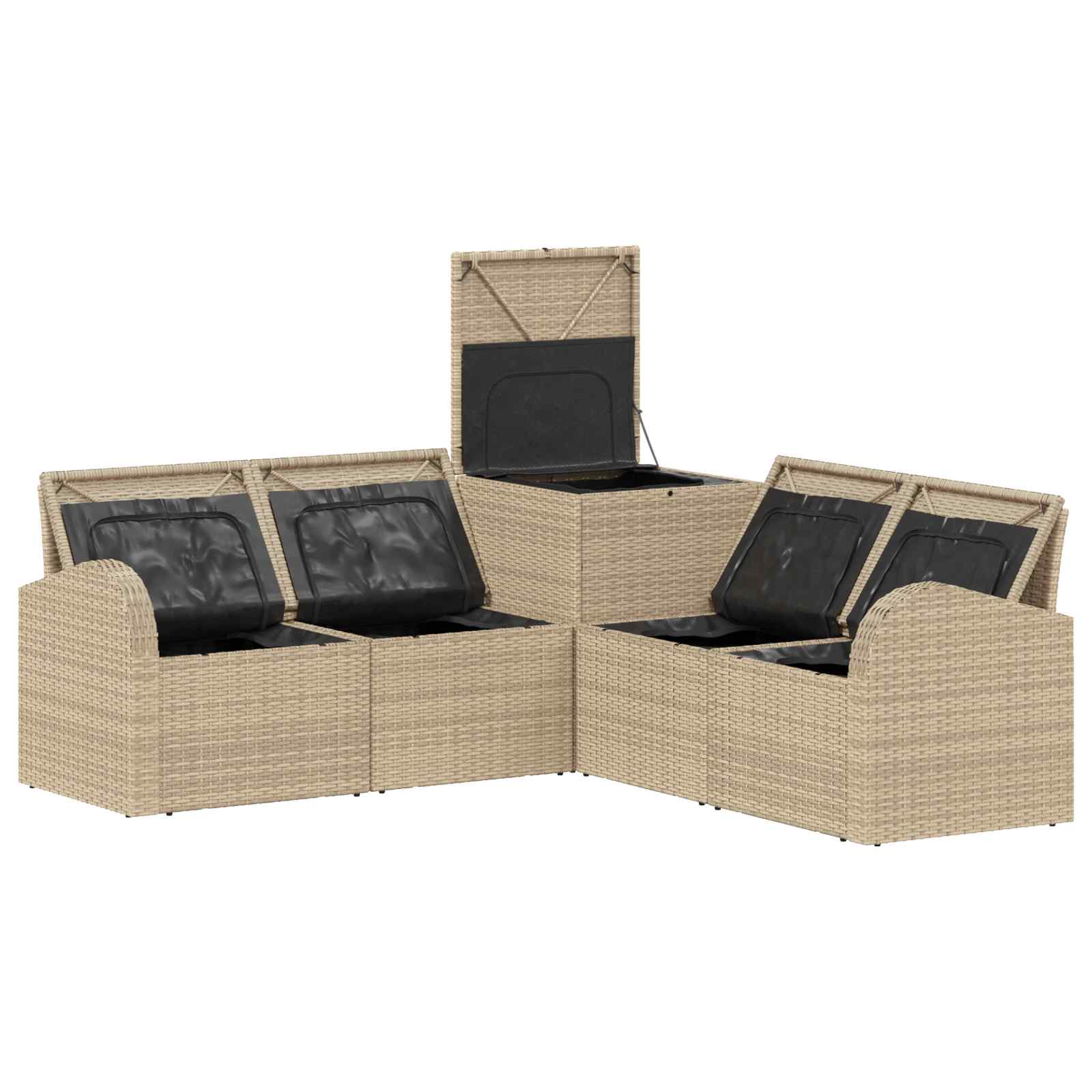 vidaXL Bankstel 5 st Beige en Licht Grijs Poly Rattan en Staal