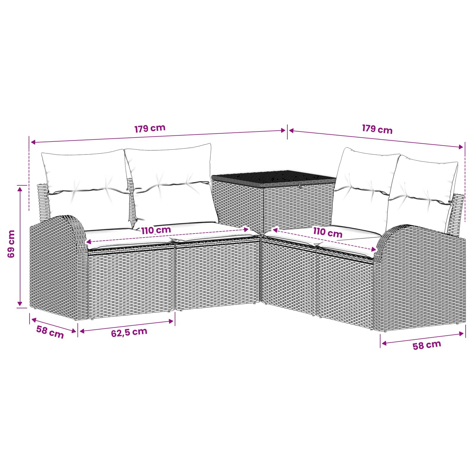 vidaXL Bankstel 5 st Beige en Licht Grijs Poly Rattan en Staal