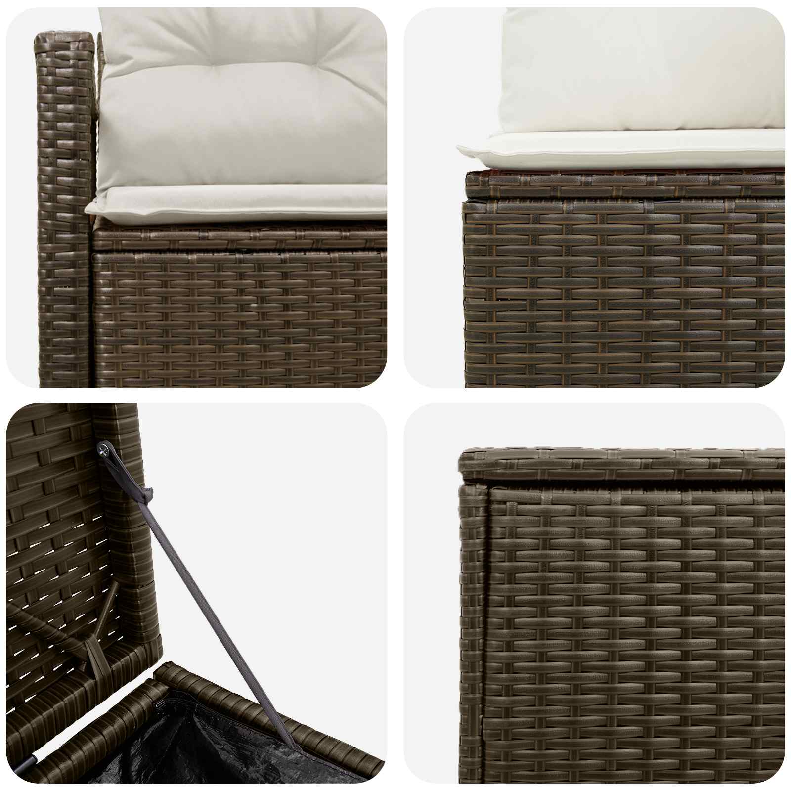vidaXL Bankstel 5 st Bruin en Crème Wit Poly Rattan en Staal