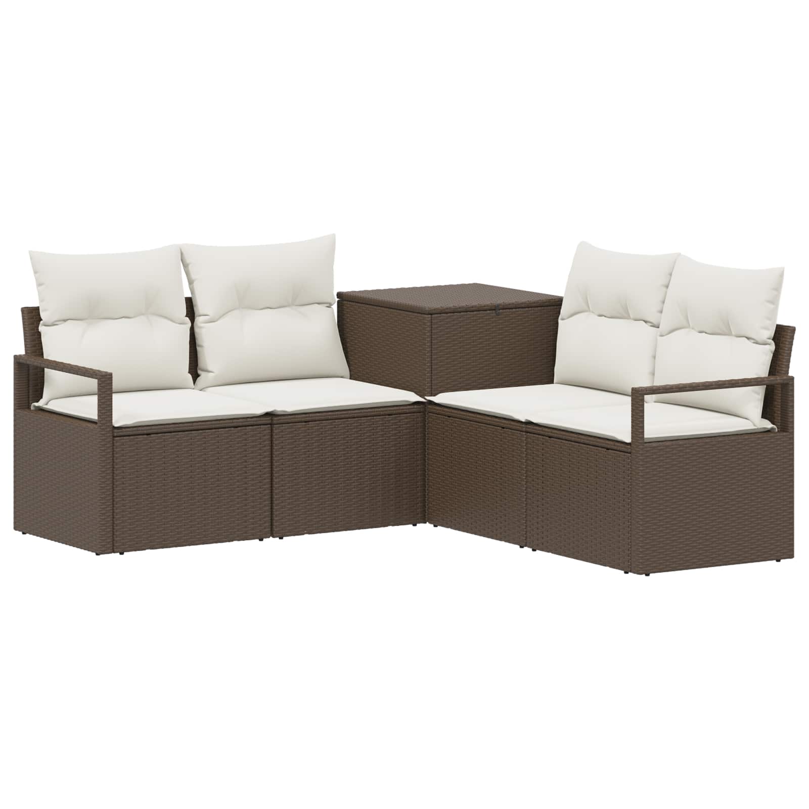 vidaXL Bankstel 5 st Bruin en Crème Wit Poly Rattan en Staal