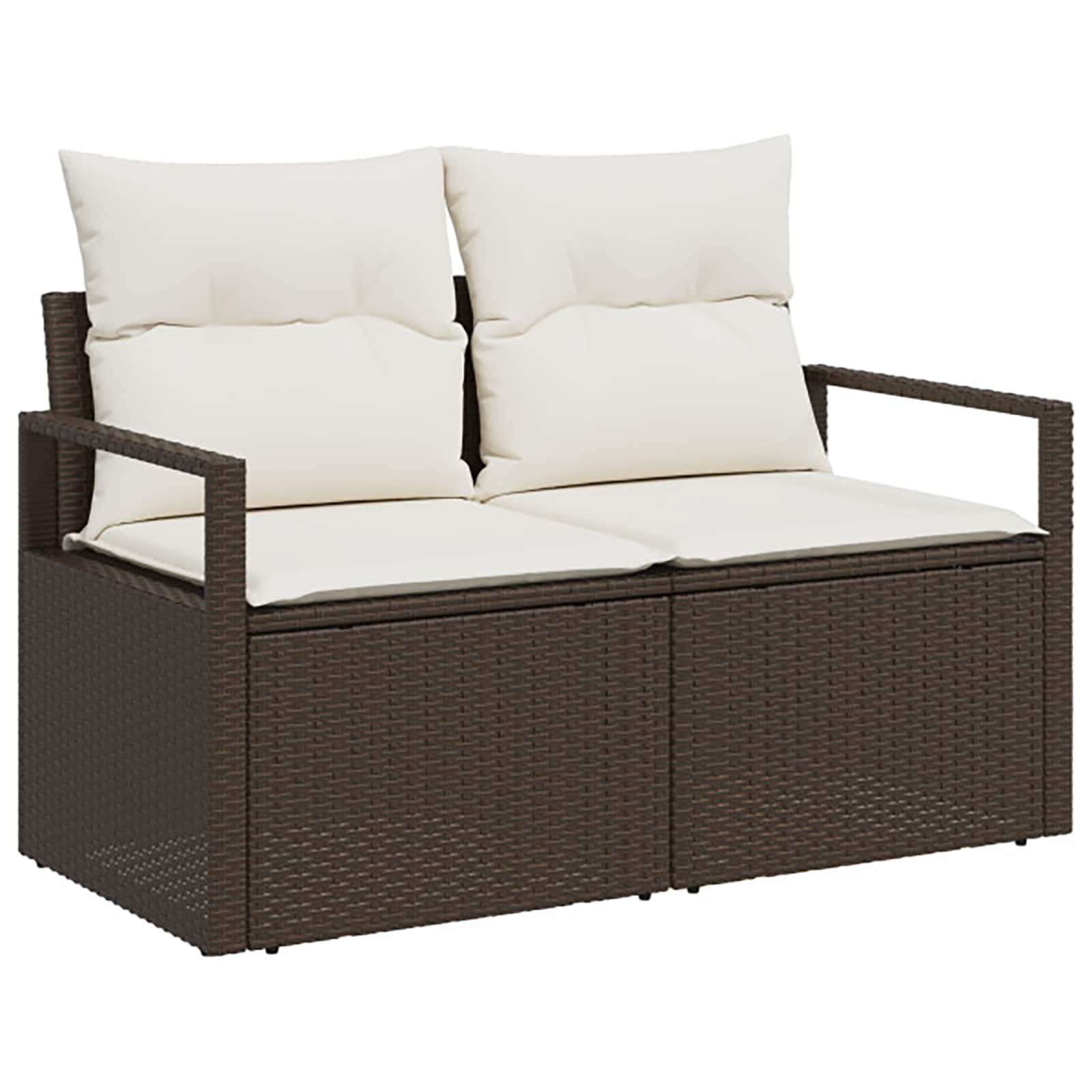 vidaXL Bankstel 5 st Bruin en Crème Wit Poly Rattan en Staal