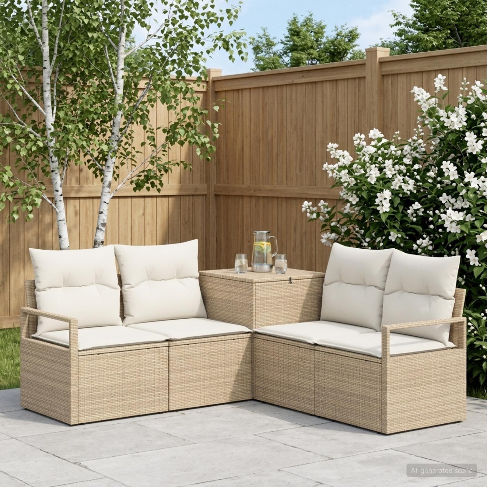 vidaXL Sofa Sæt 5 stk. Beige og cremehvid 177 x 177 x 85 cm