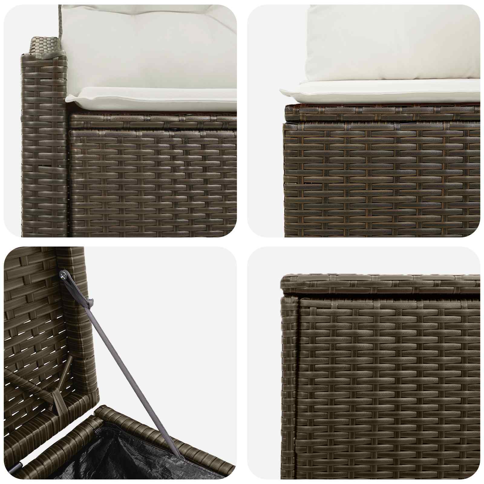 vidaXL Bankstel 5 st Bruin en Crème Wit Poly Rattan en Staal