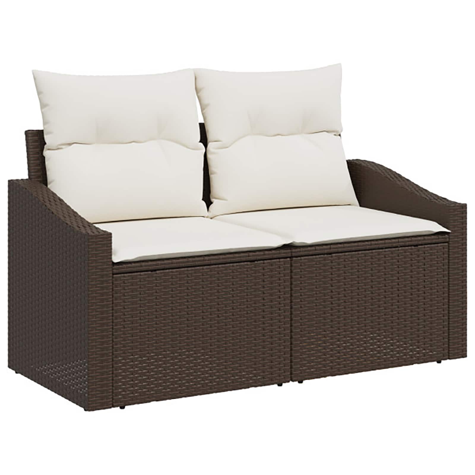 vidaXL Bankstel 5 st Bruin en Crème Wit Poly Rattan en Staal