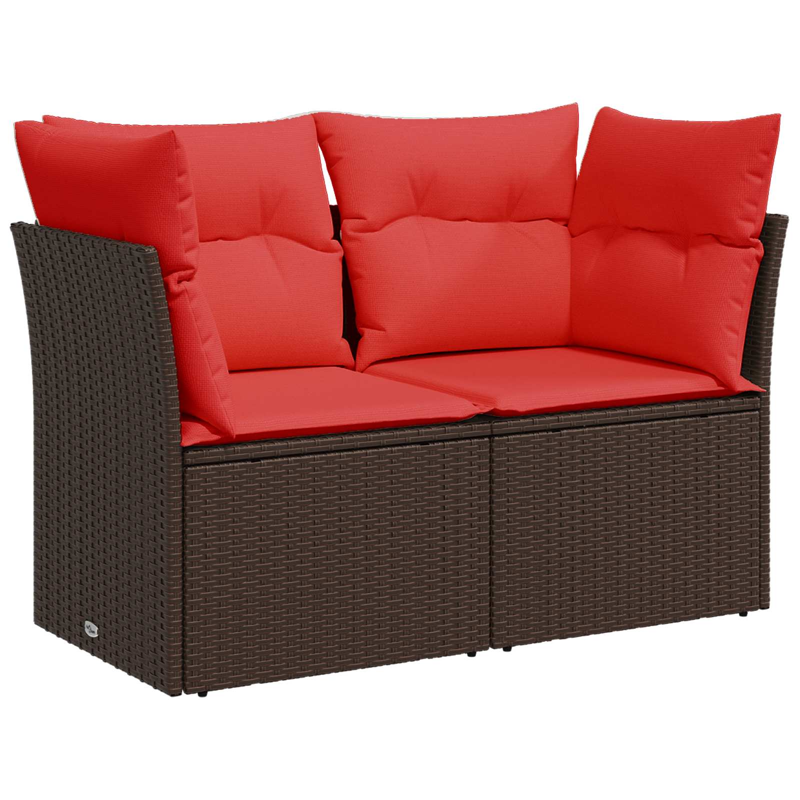 vidaXL Bankstel 5 st Bruin en Rood Poly Rattan en Staal