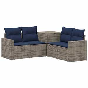 vidaXL Diivanikomplekt 5 tk Hall ja tumesinine Pol&uuml; rattan ja teras