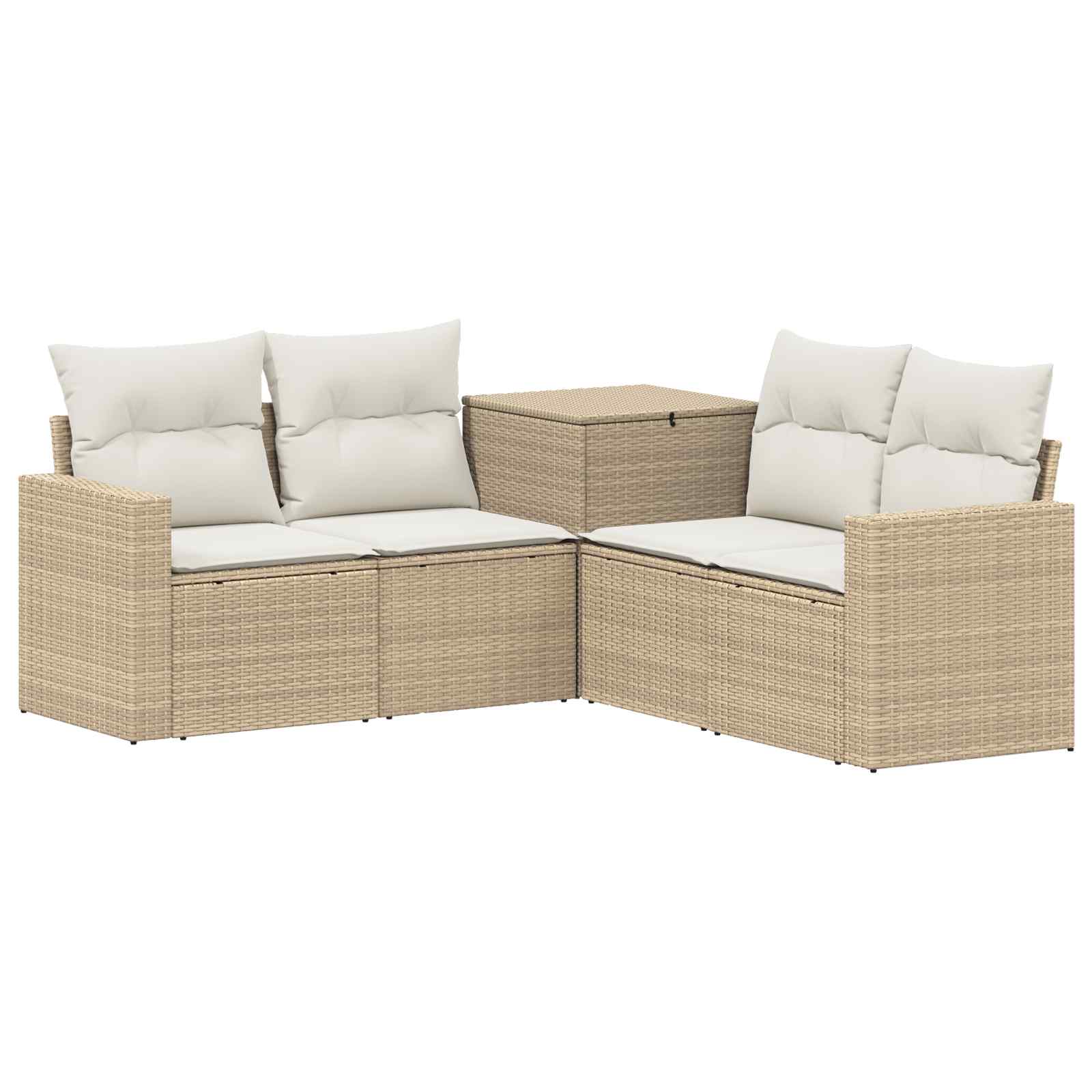 vidaXL Bankstel 5 st Beige en Crème Wit 182,5 x 182,5 x 85 cm, foto 3