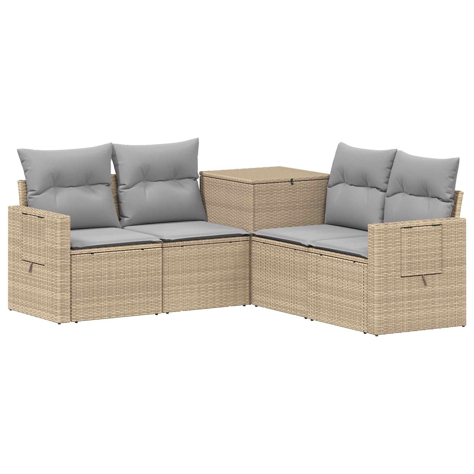 vidaXL Bankstel 5 st Beige en Licht Grijs Poly Rattan en Staal
