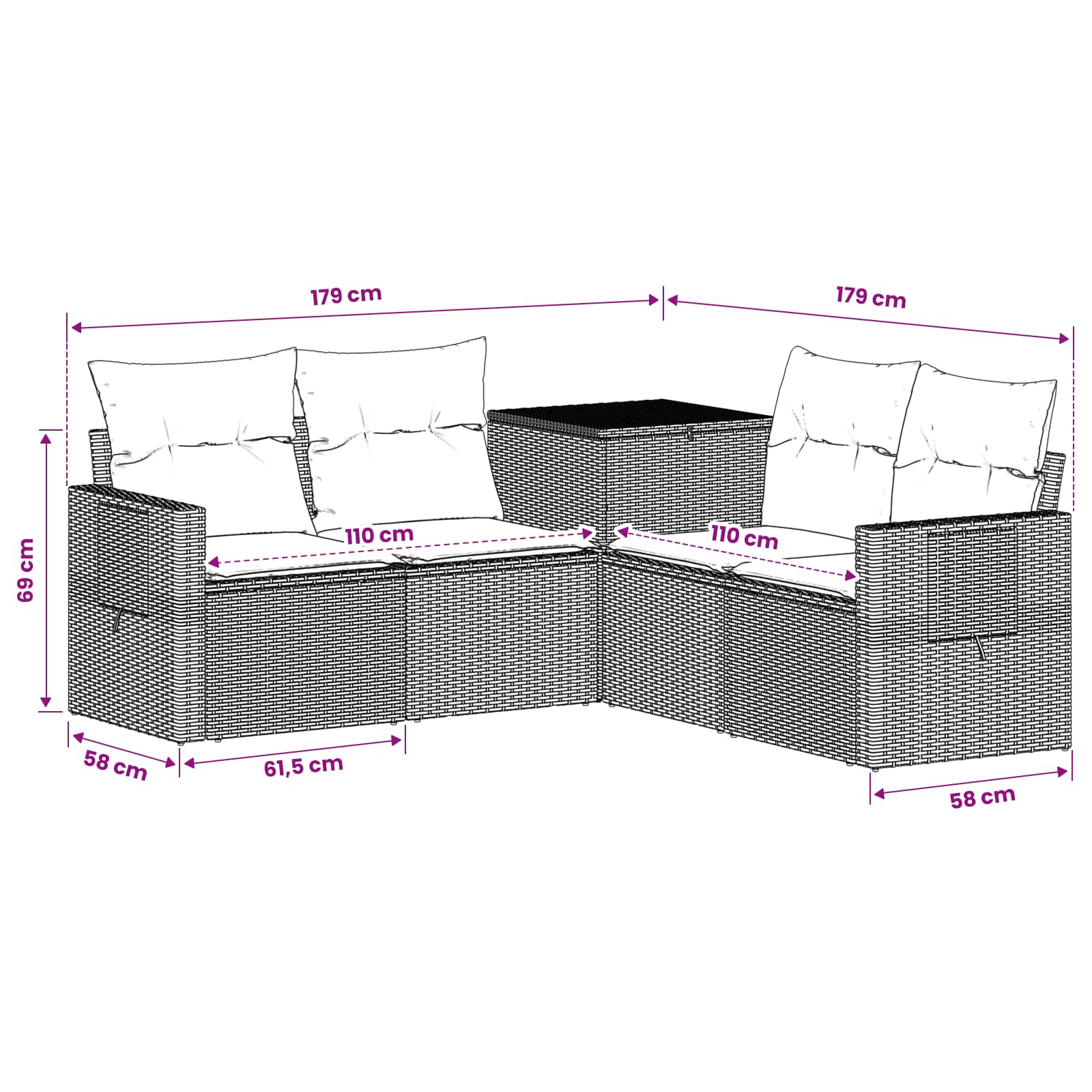 vidaXL Bankstel 5 st Beige en Licht Grijs Poly Rattan en Staal