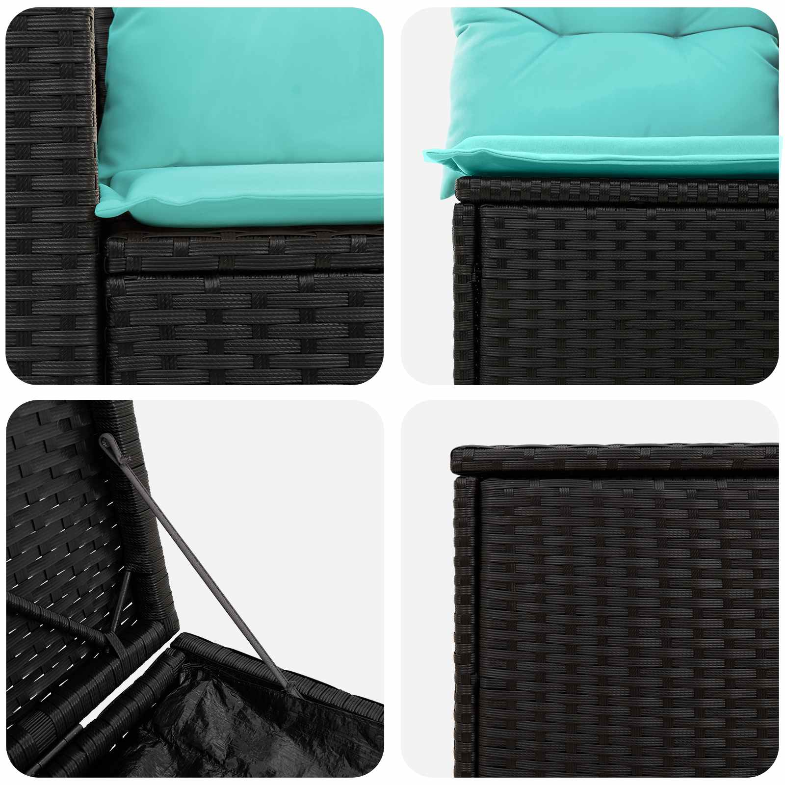 vidaXL Bankstel 5 st Zwart en Blauw Poly Rattan en Staal