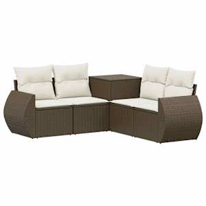 vidaXL Diivanikomplekt 5 tk Pruun ja Kreemikas Valge 188 x 188 x 85 cm
