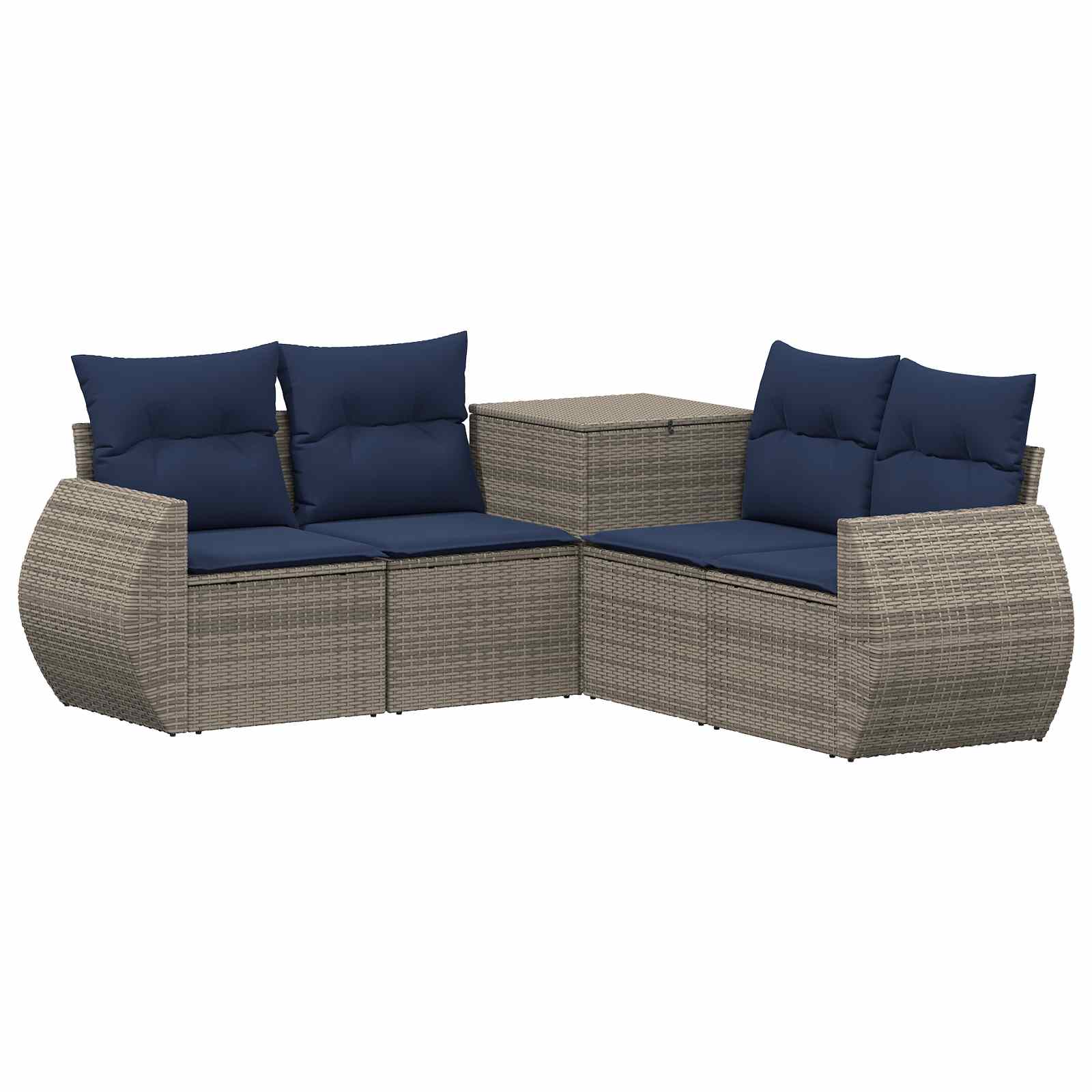 vidaXL Bankstel 5 st Grijs en Marineblauw 188 x 188 x 85 cm, foto 3