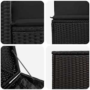 Set pohovek 5 ks Černá 200 x 200 x 85 cm Poly ratan a ocel - obrázek 6