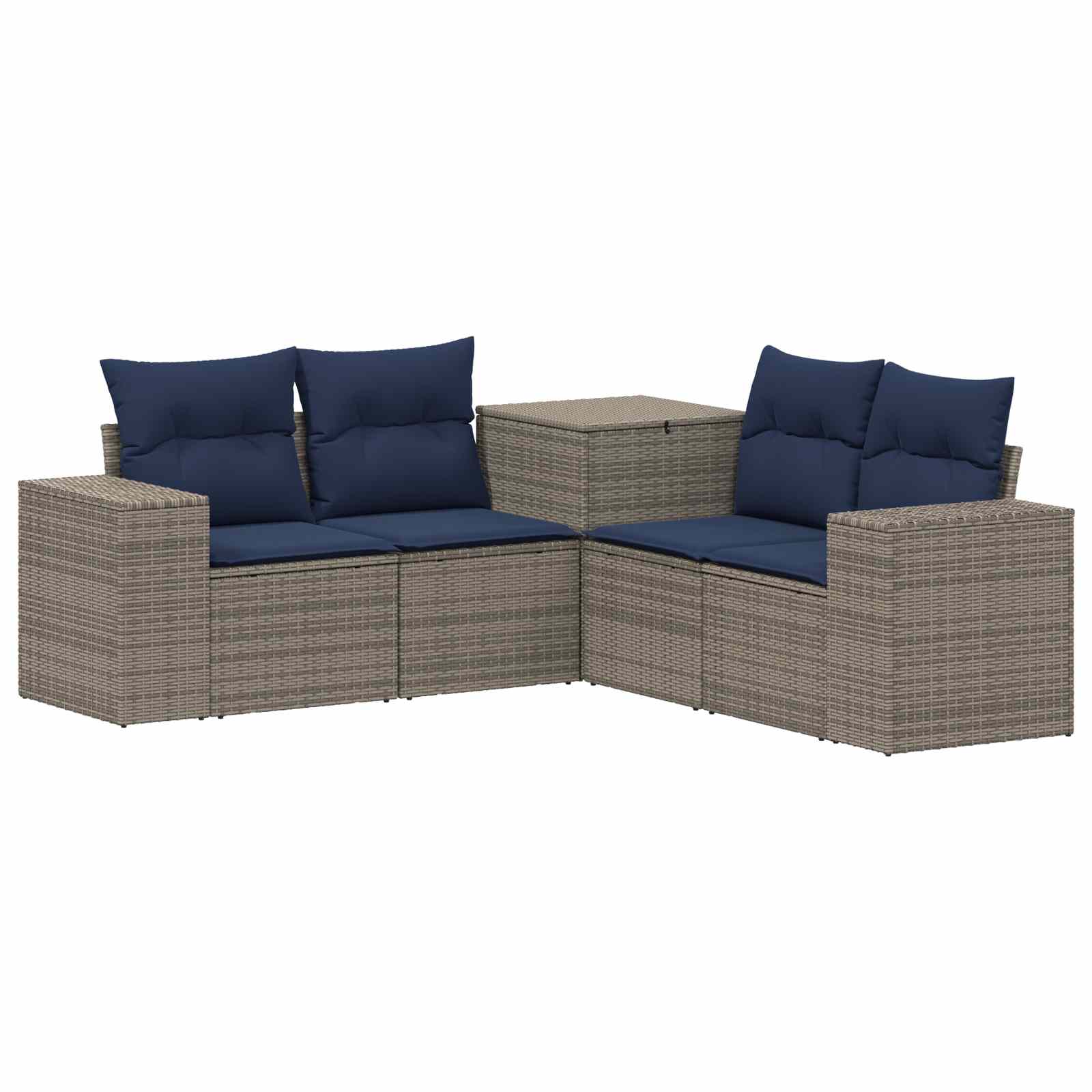 vidaXL Bankstel 5 st Grijs en Marineblauw 200 x 200 x 85 cm, foto 3
