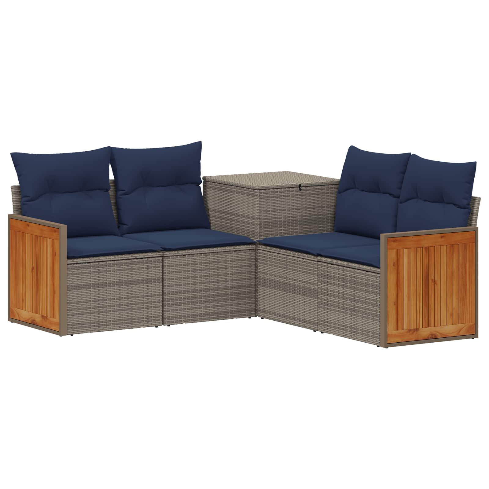 vidaXL Bankstel 5 st Grijs en Marineblauw 176 x 176 x 85 cm, foto 3