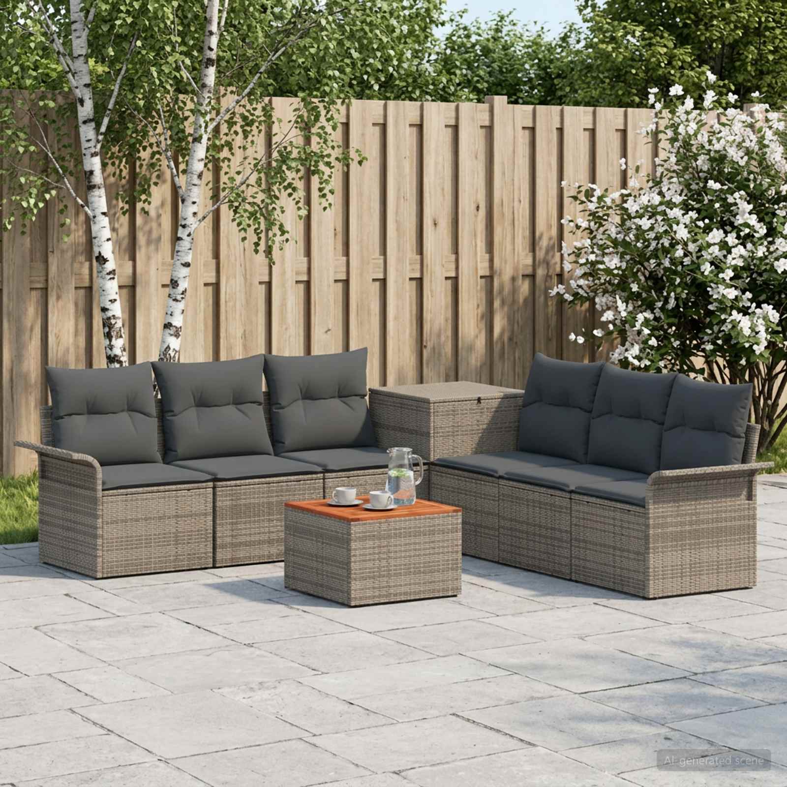 vidaXL Bankstel 8 st Grijs en Donkergrijs 55 x 55 x 37 cm