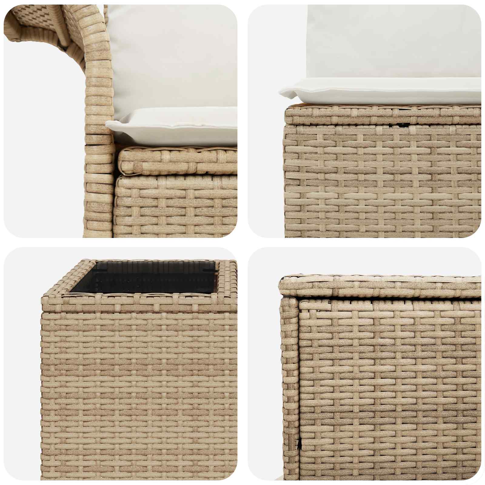 vidaXL Bankstel 8 st Beige en Crème Wit Poly Rattan en Staal