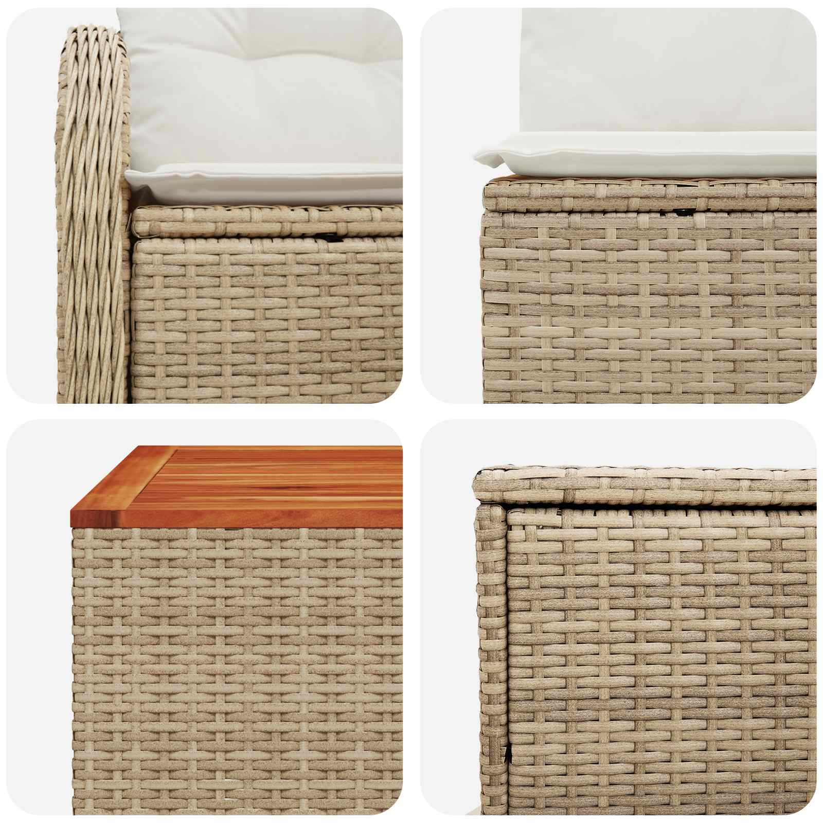 vidaXL Bankstel 8 st Beige en Crème Wit Poly Rattan en Staal