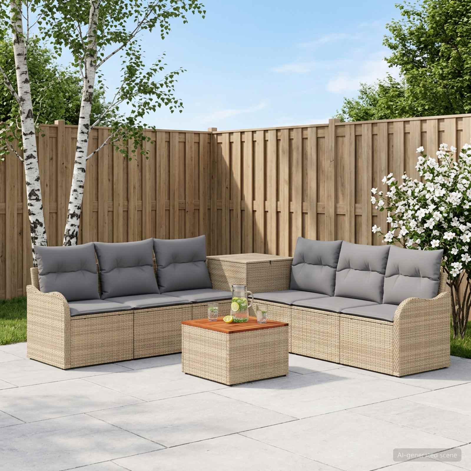 vidaXL Sofa Set 8 stk. Beige und Hellgrau Polyrattan und Stahl vidaXL Sofa Set 8 stk. Beige und Hellgrau Polyrattan und Stahl