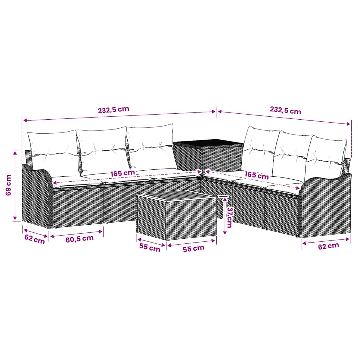 Sofa Sæt 8 stk. 55 x 55 x 37 cm - Billede 11