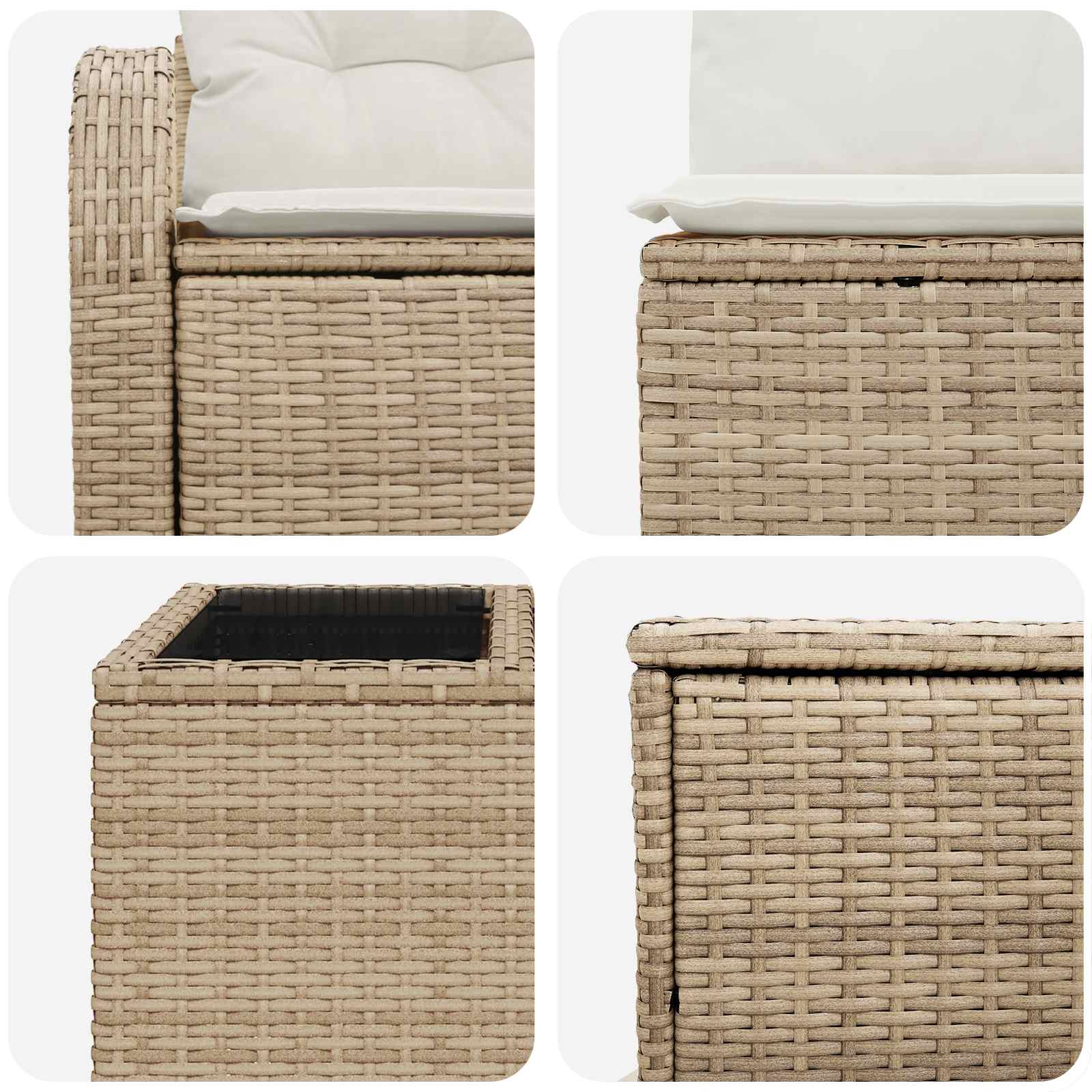 vidaXL Bankstel 8 st Beige en Crème Wit Poly Rattan en Staal