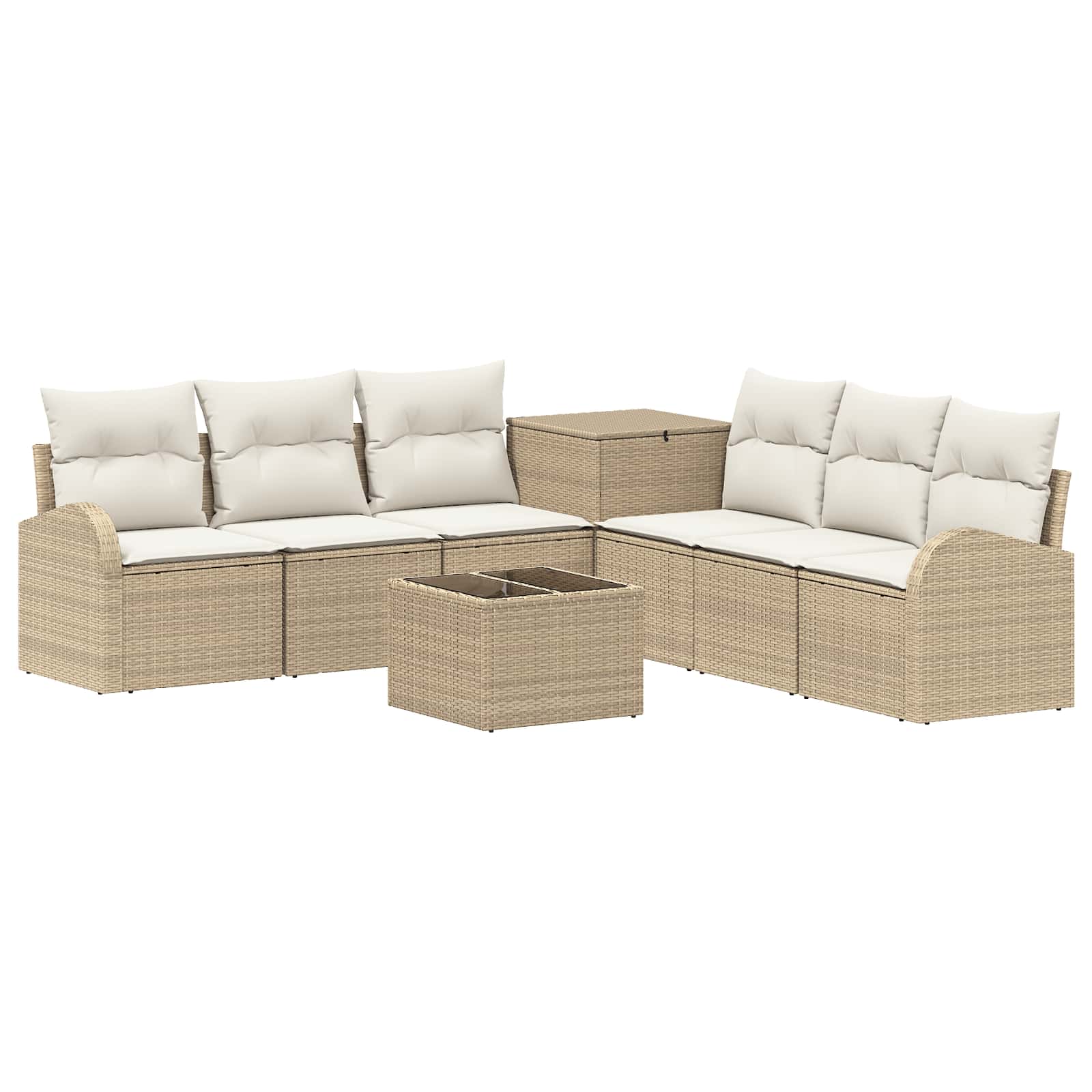 vidaXL Bankstel 8 st Beige en Crème Wit Poly Rattan en Staal