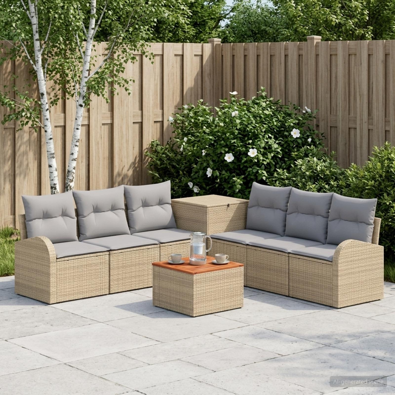 vidaXL Sofa Set 8 stk. Beige und Hellgrau Polyrattan und Stahl