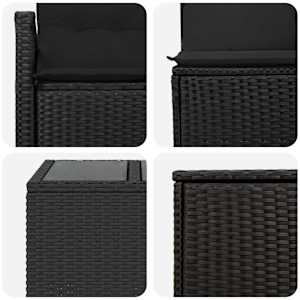 Set pohovek 8 ks Černá 55 x 55 x 37 cm Poly ratan a ocel - obrázek 8