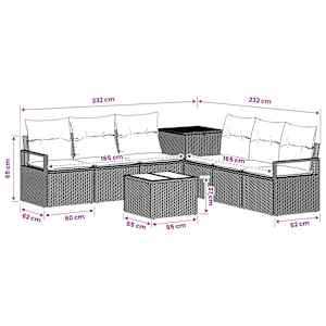Set pohovek 8 ks Černá 55 x 55 x 37 cm Poly ratan a ocel - obrázek 11
