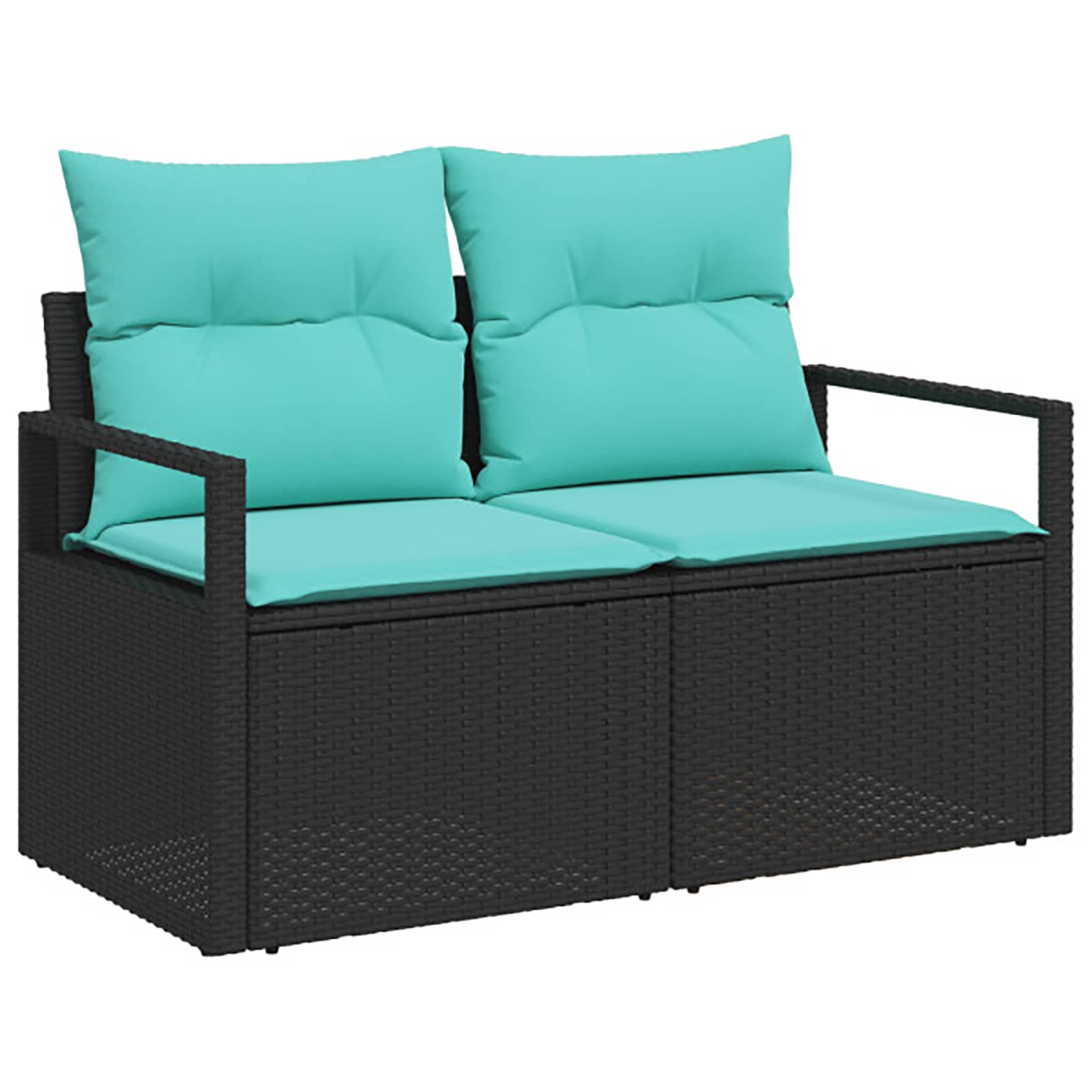 vidaXL Bankstel 8 st Zwart en Blauw Poly Rattan en Staal